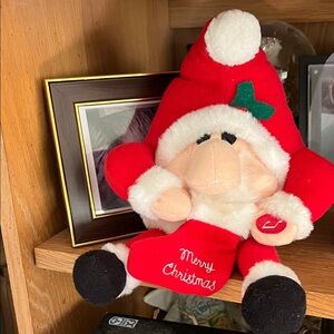 Festive Red Santa Plush with Stocking
